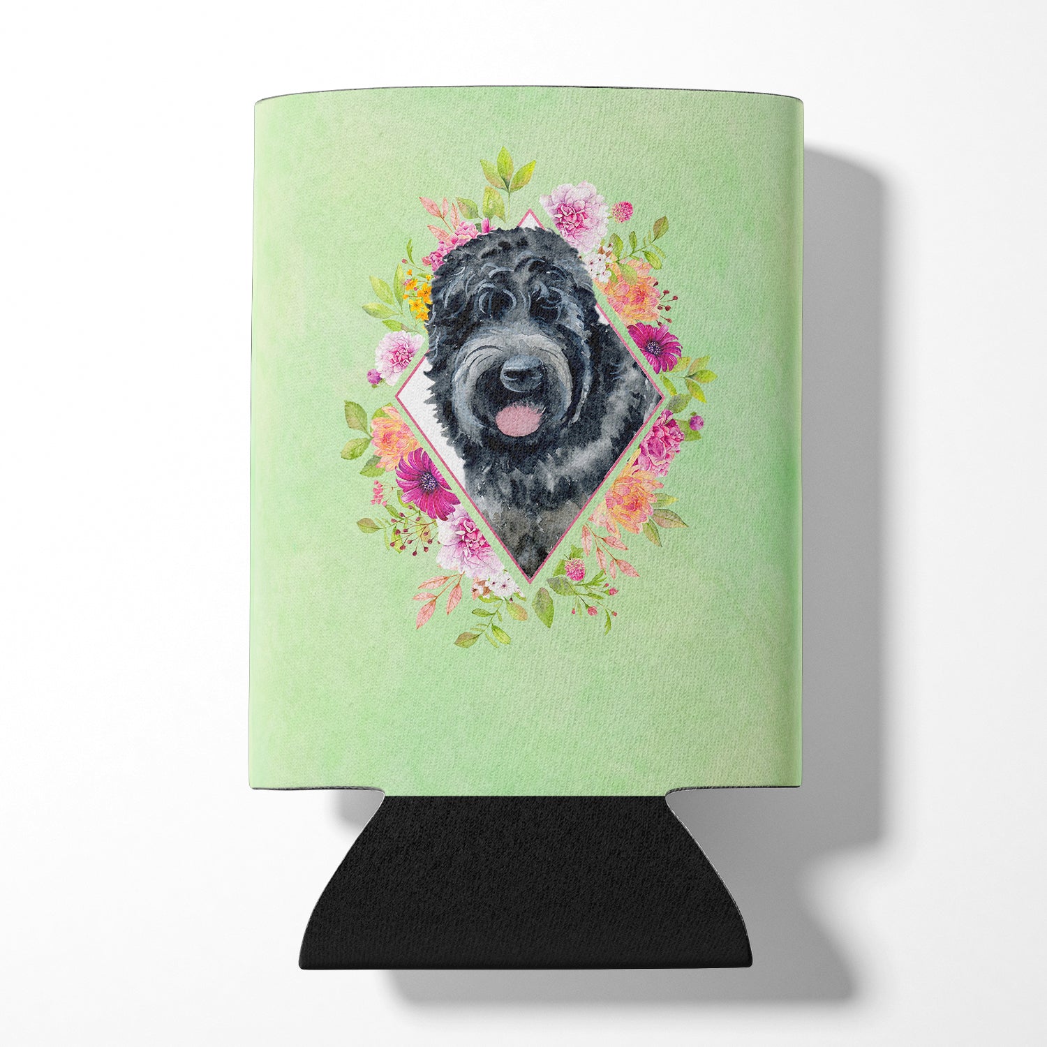 Russian Black Terrier Green Flowers Can or Bottle Hugger CK4336CC  the-store.com.