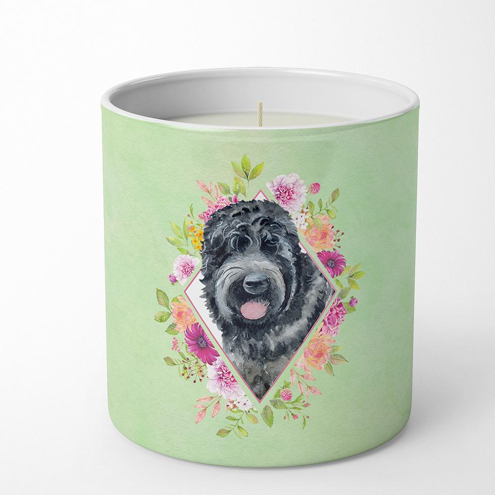 Russian Black Terrier Green Flowers 10 oz Decorative Soy Candle CK4336CDL by Caroline's Treasures