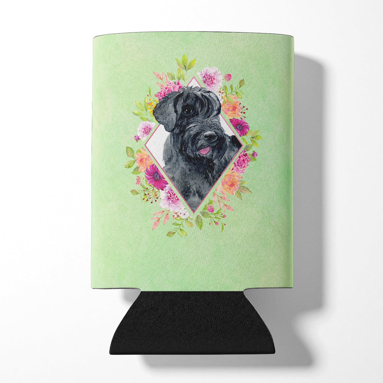 Giant Schnauzer Green Flowers Can or Bottle Hugger CK4338CC  the-store.com.
