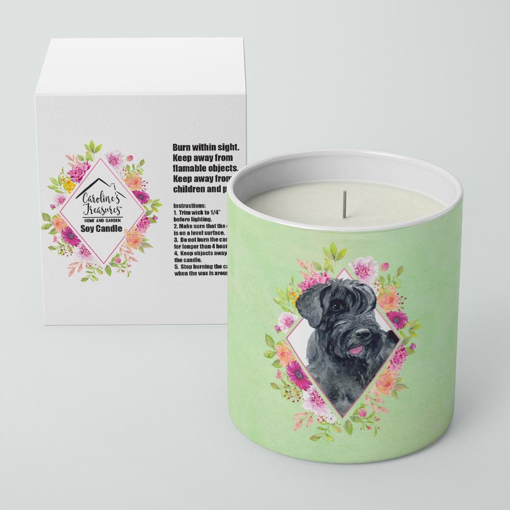 Giant Schnauzer Green Flowers 10 oz Decorative Soy Candle CK4338CDL by Caroline&#39;s Treasures