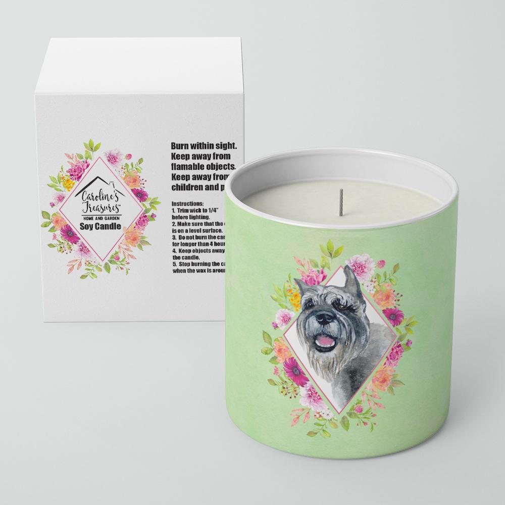 Schnauzer Green Flowers 10 oz Decorative Soy Candle CK4339CDL by Caroline&#39;s Treasures