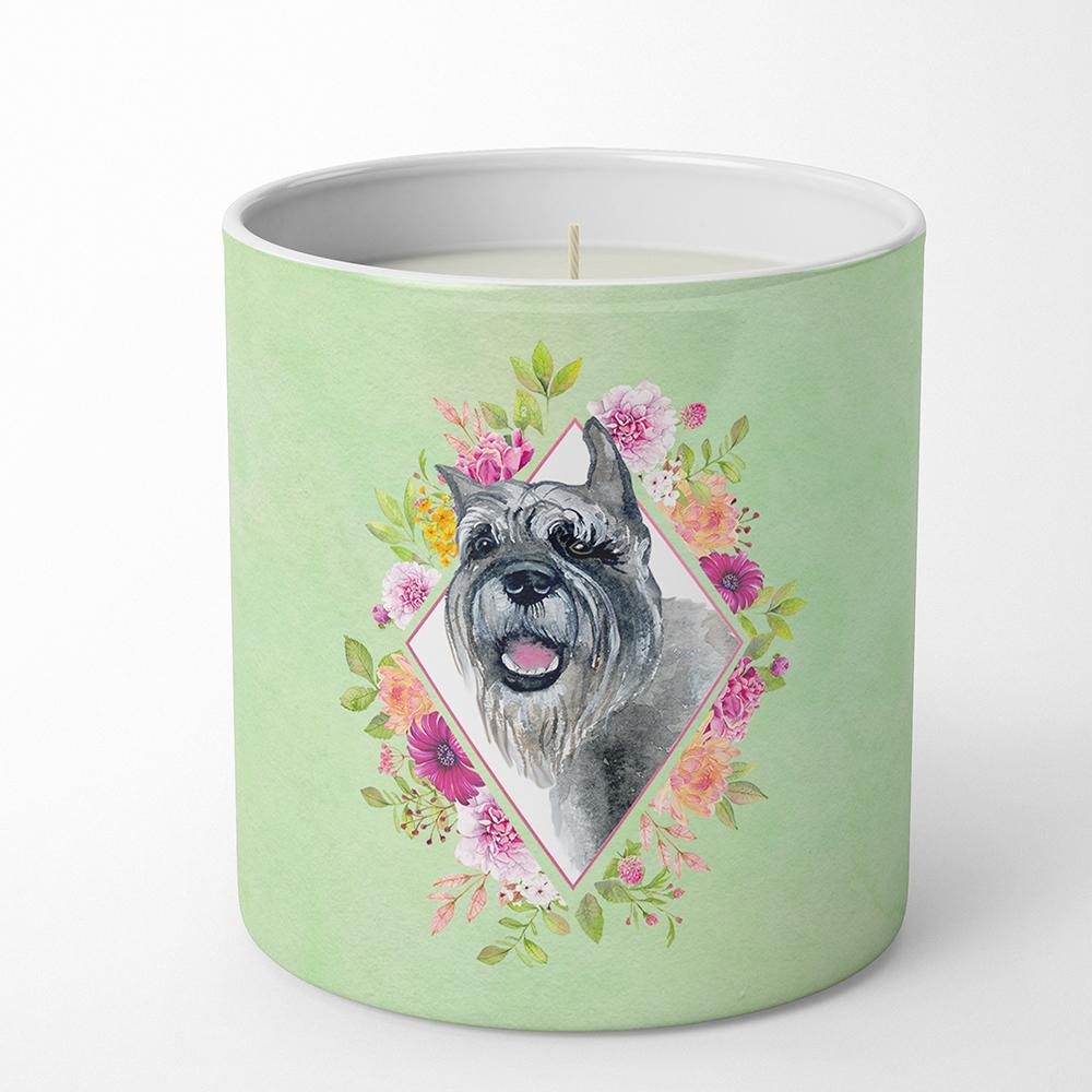 Schnauzer Green Flowers 10 oz Decorative Soy Candle CK4339CDL by Caroline's Treasures