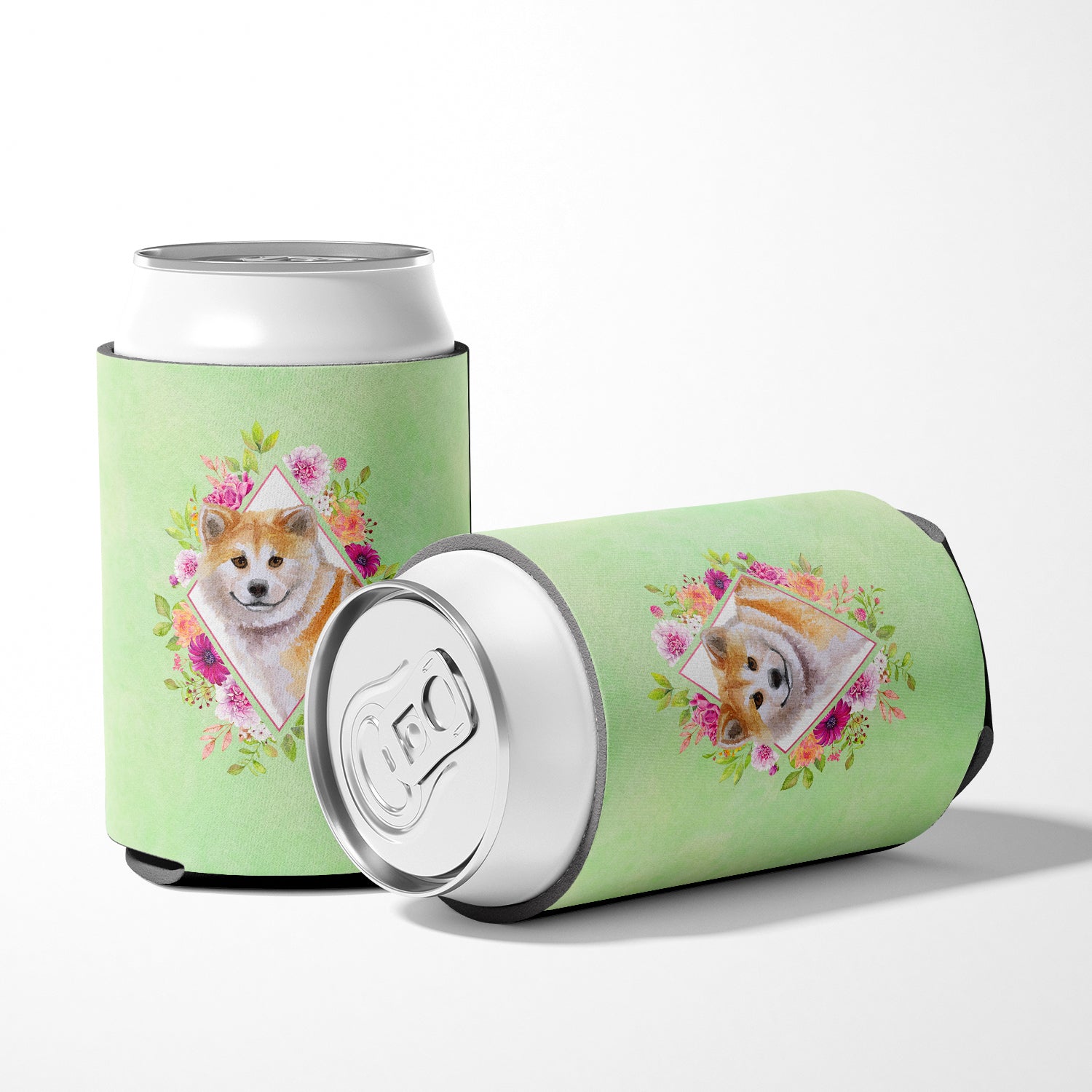 Shiba Inu Green Flowers Can or Bottle Hugger CK4343CC  the-store.com.