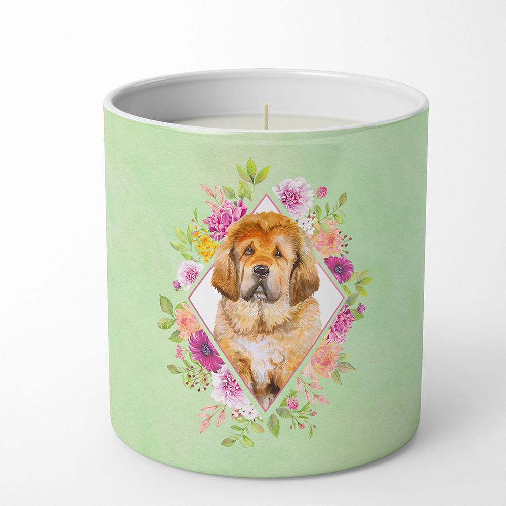 Tibetian Mastiff Puppy Green Flowers 10 oz Decorative Soy Candle CK4349CDL by Caroline's Treasures