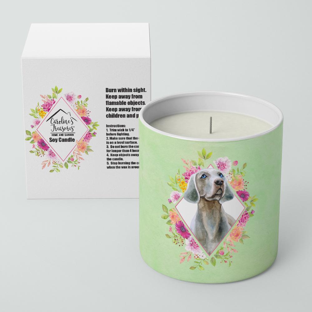 Weimaraner Green Flowers 10 oz Decorative Soy Candle CK4351CDL by Caroline&#39;s Treasures