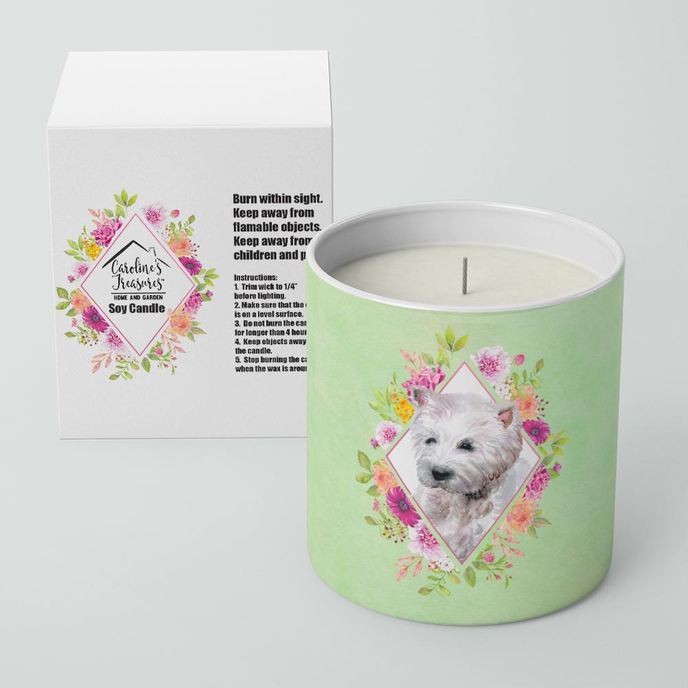 West Highland White Terrier Green Flowers 10 oz Decorative Soy Candle CK4353CDL by Caroline&#39;s Treasures