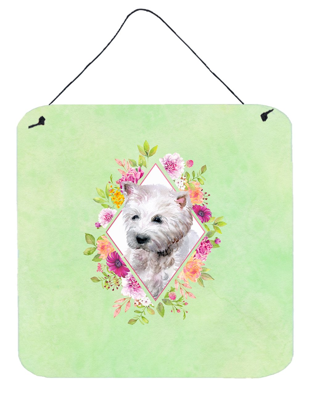 West Highland White Terrier Green Flowers Wall or Door Hanging Prints CK4353DS66 by Caroline&#39;s Treasures