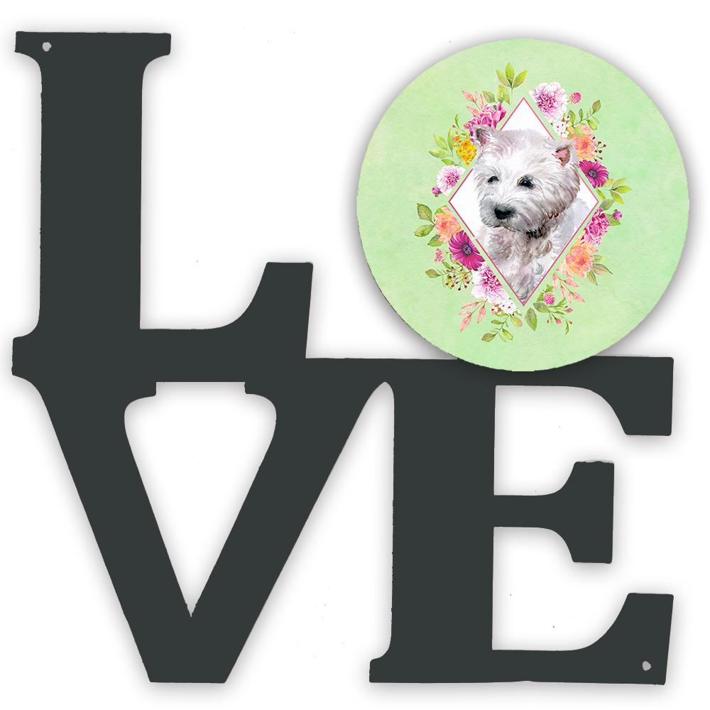 West Highland White Terrier Green Flowers Metal Wall Artwork LOVE CK4353WALV by Caroline&#39;s Treasures
