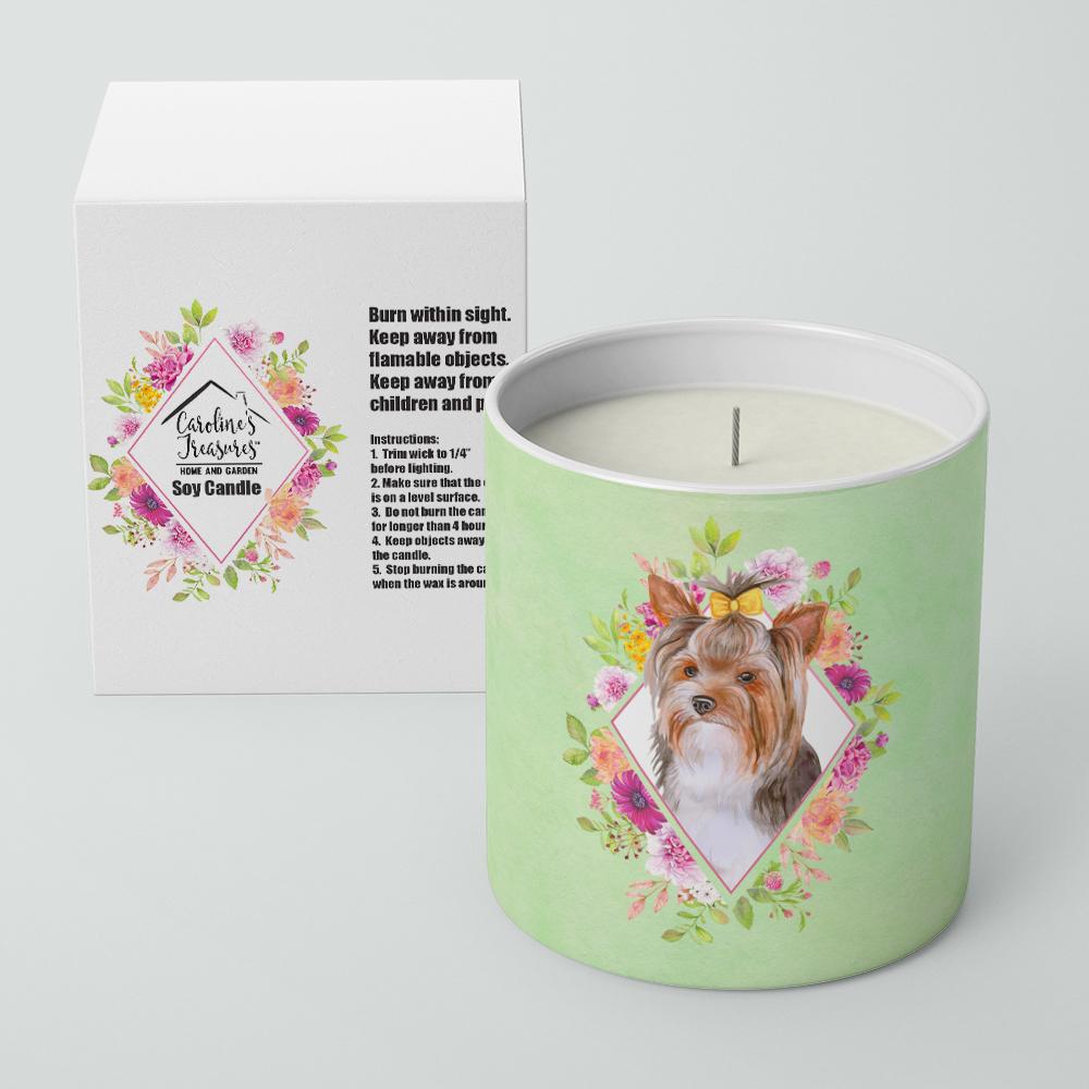 Yorkshire Terrier #1 Green Flowers 10 oz Decorative Soy Candle CK4354CDL by Caroline&#39;s Treasures