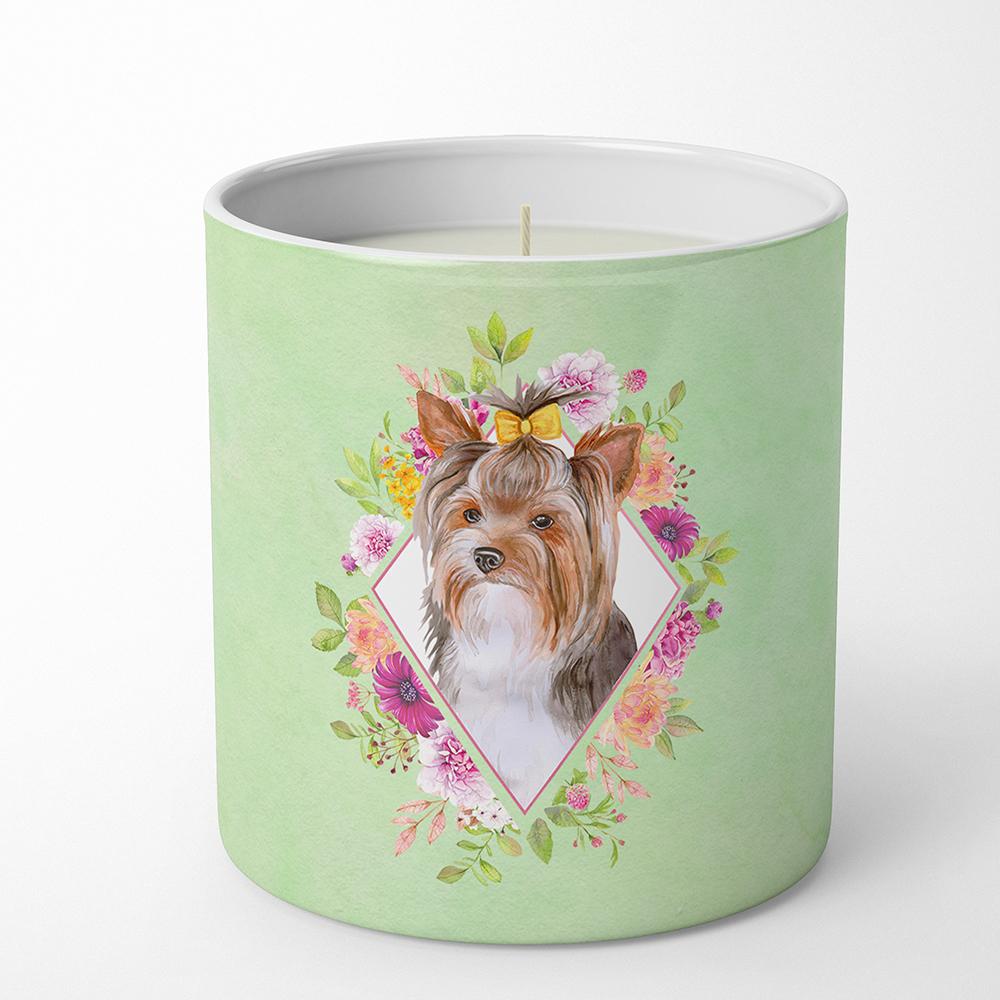 Yorkshire Terrier #1 Green Flowers 10 oz Decorative Soy Candle CK4354CDL by Caroline's Treasures