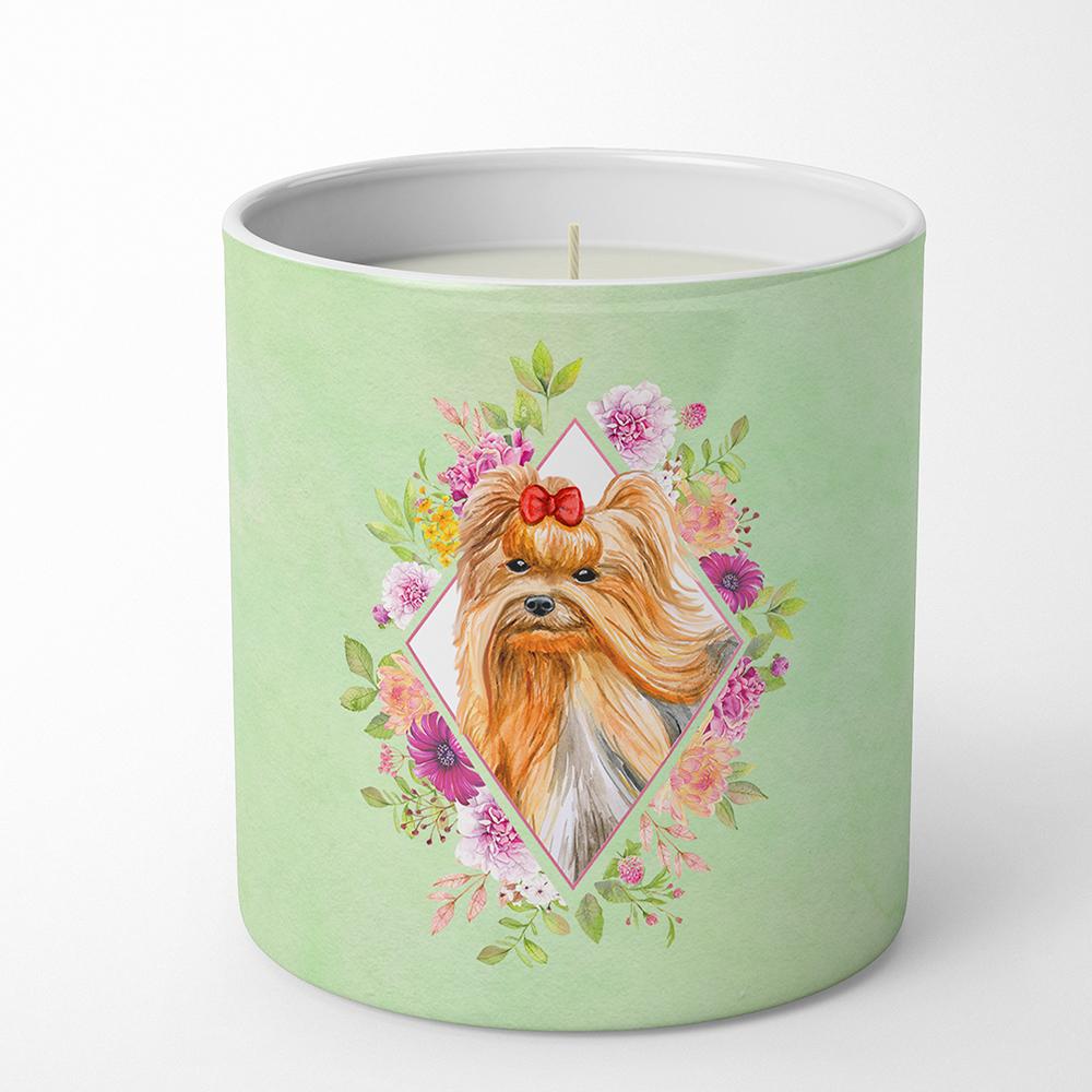 Yorkshire Terrier #2 Green Flowers 10 oz Decorative Soy Candle CK4355CDL by Caroline's Treasures