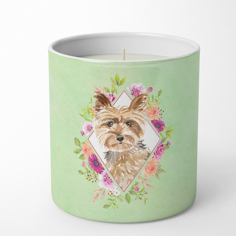 Yorkie Green Flowers 10 oz Decorative Soy Candle CK4357CDL by Caroline's Treasures