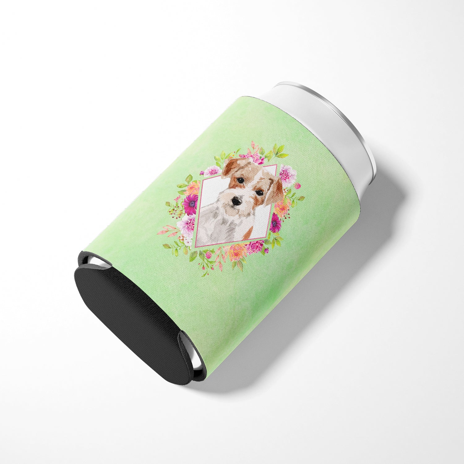 Jack Russell Terrier Green Flowers Can or Bottle Hugger CK4358CC
