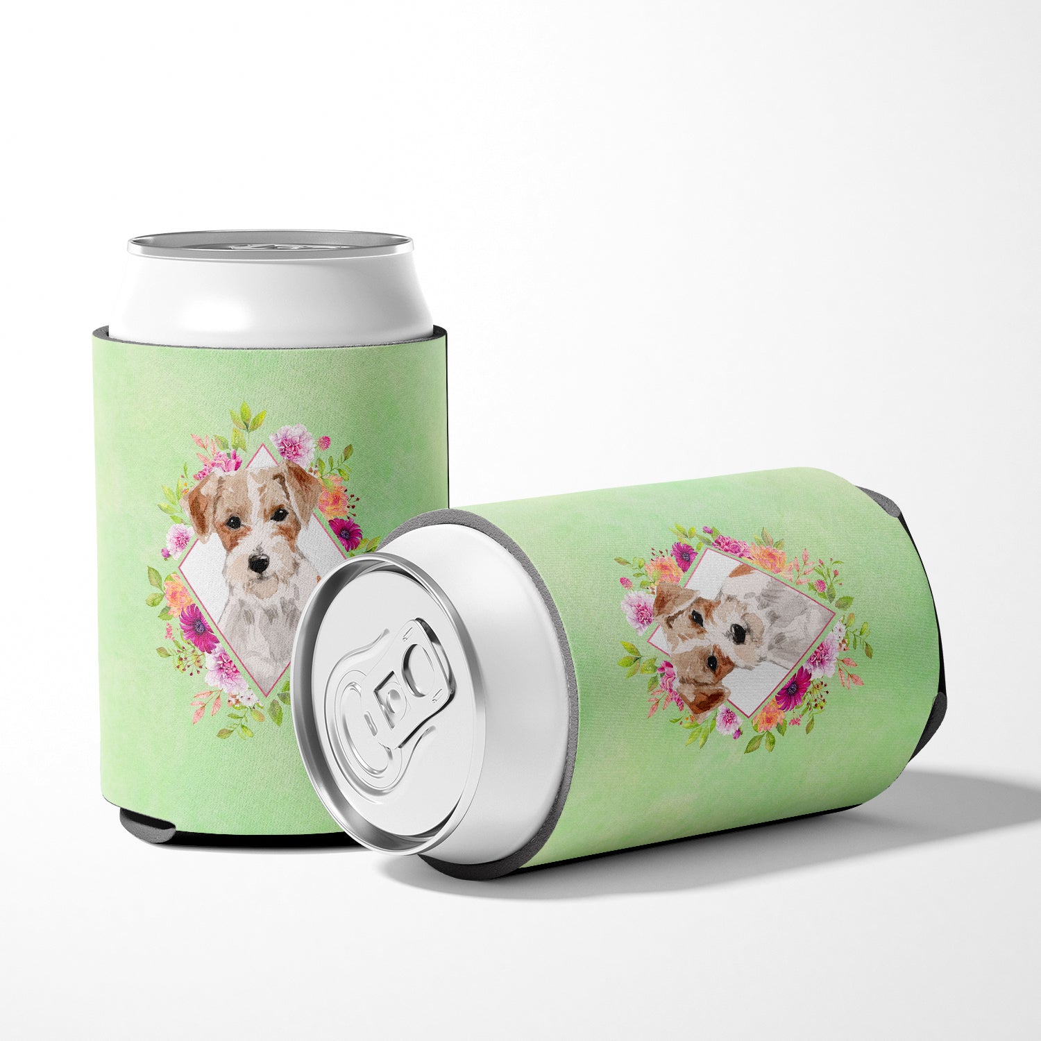 Jack Russell Terrier Green Flowers Can or Bottle Hugger CK4358CC  the-store.com.