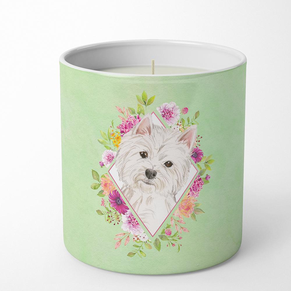 Westie  Green Flowers 10 oz Decorative Soy Candle CK4363CDL by Caroline's Treasures