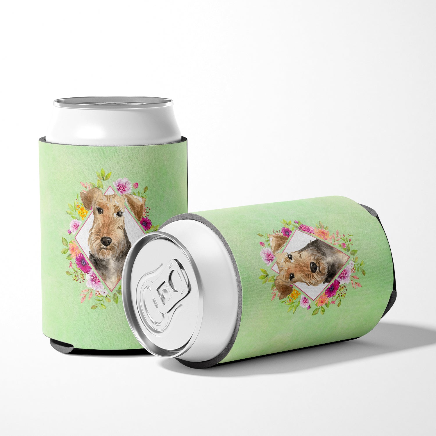 Airedale Terrier Green Flowers Can or Bottle Hugger CK4364CC  the-store.com.