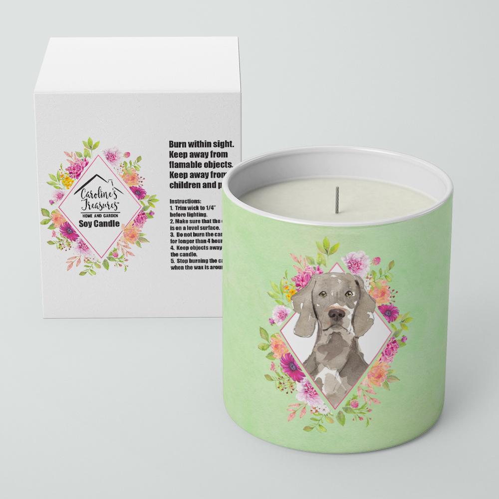 Weimaraner Green Flowers 10 oz Decorative Soy Candle CK4365CDL by Caroline&#39;s Treasures