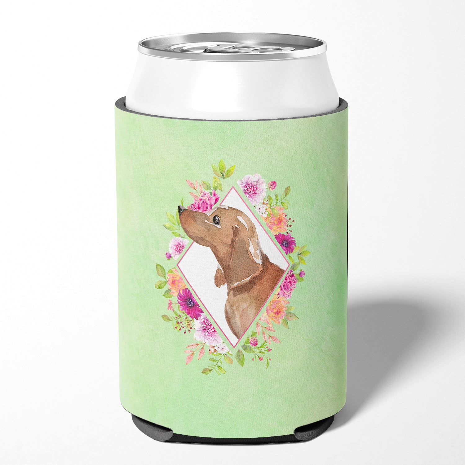 Dachshund Green Flowers Can or Bottle Hugger CK4367CC  the-store.com.