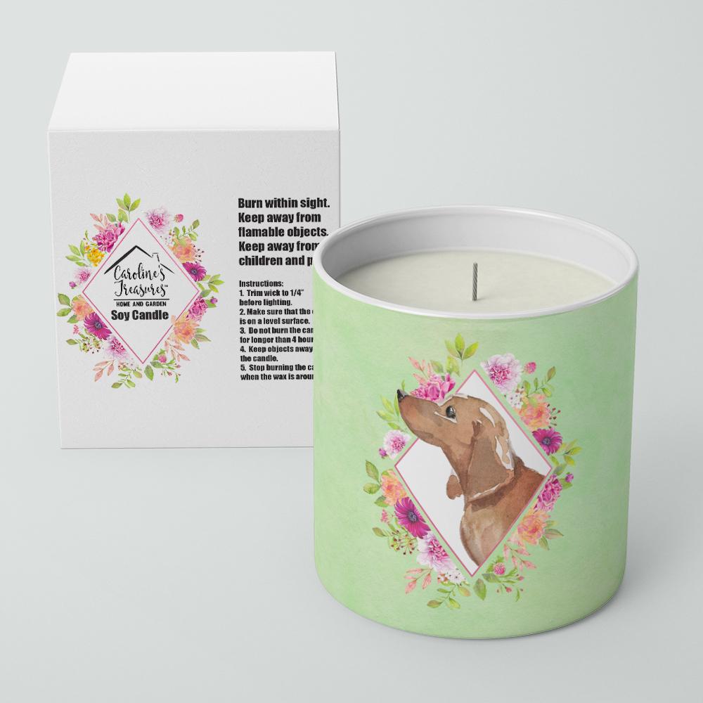 Dachshund Green Flowers 10 oz Decorative Soy Candle CK4367CDL by Caroline&#39;s Treasures