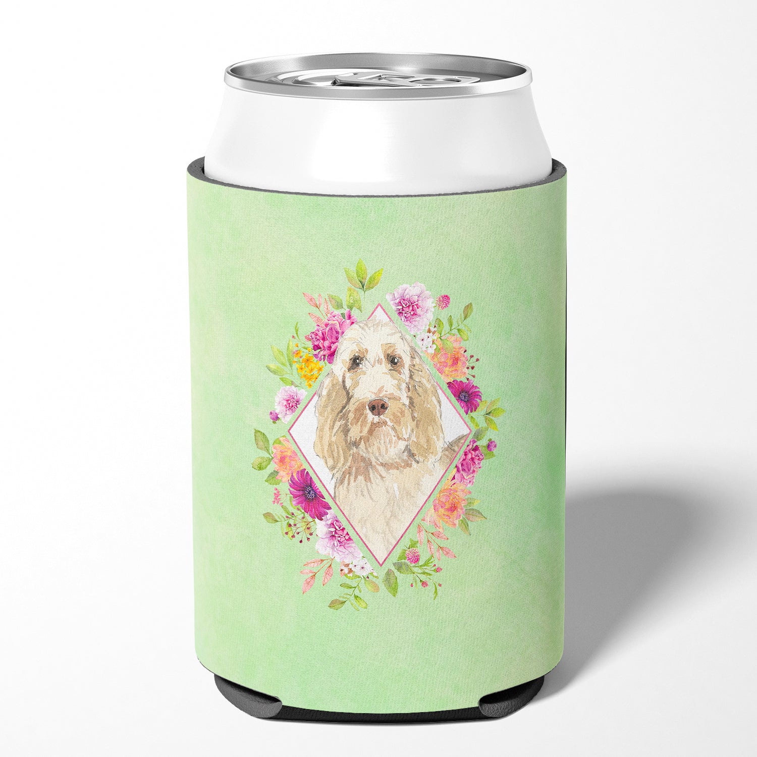 Spinone Italiano Green Flowers Can or Bottle Hugger CK4369CC  the-store.com.