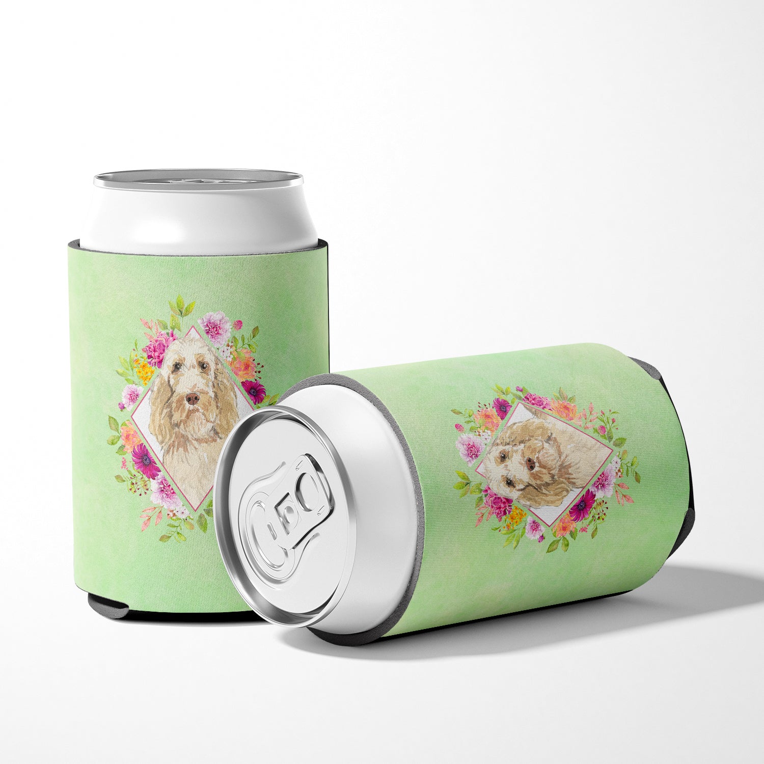 Spinone Italiano Green Flowers Can or Bottle Hugger CK4369CC  the-store.com.