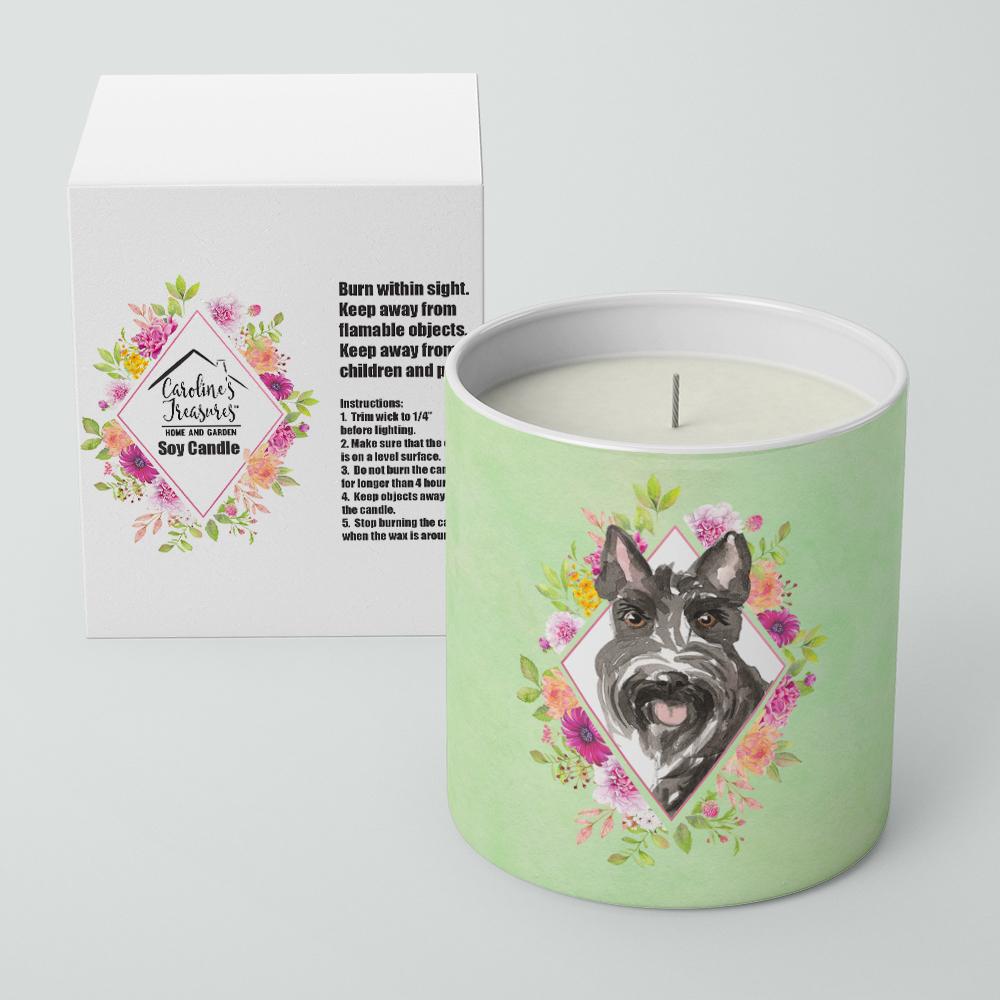 Scottish Terrier Green Flowers 10 oz Decorative Soy Candle CK4374CDL by Caroline&#39;s Treasures
