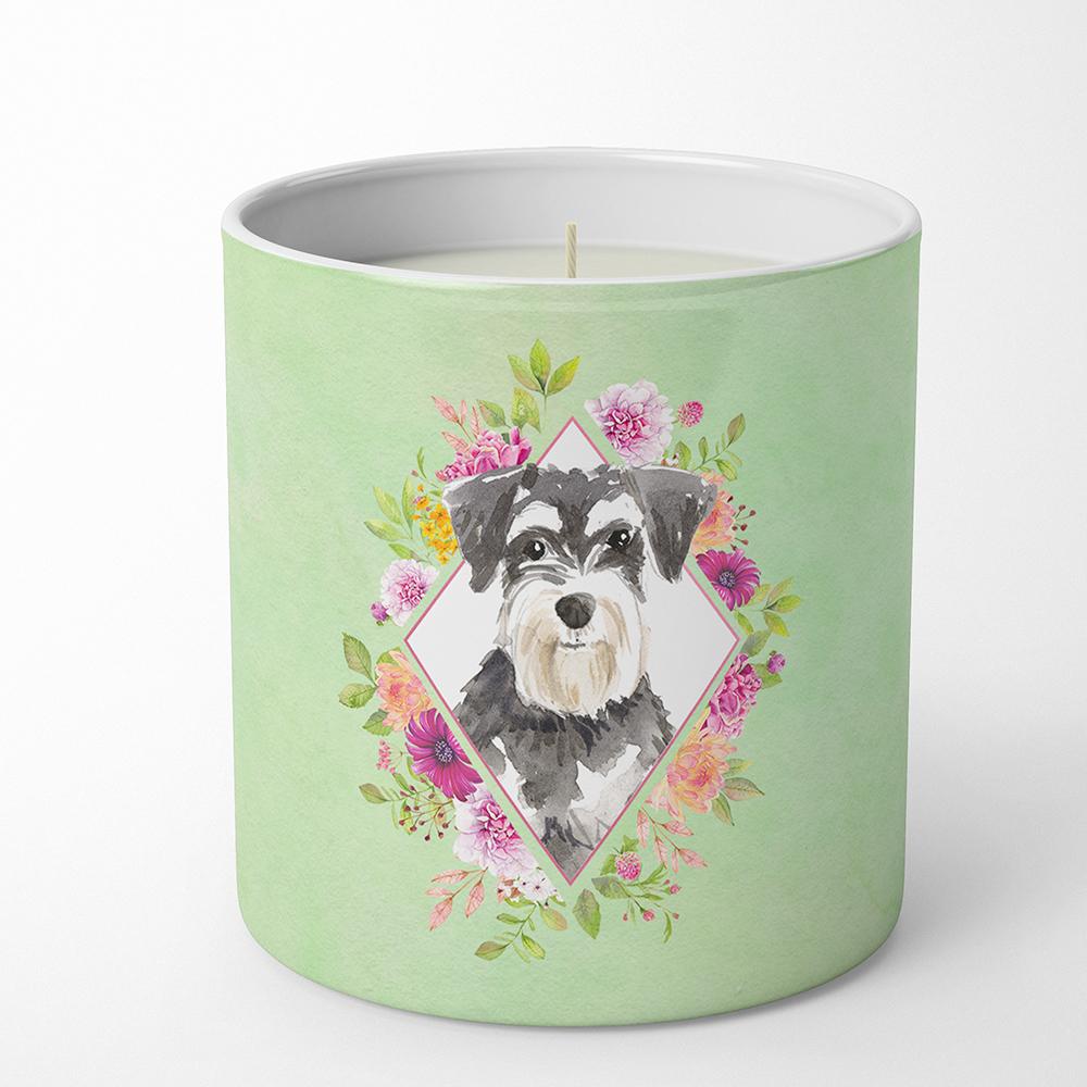 Schnauzer #2 Green Flowers 10 oz Decorative Soy Candle CK4382CDL by Caroline's Treasures