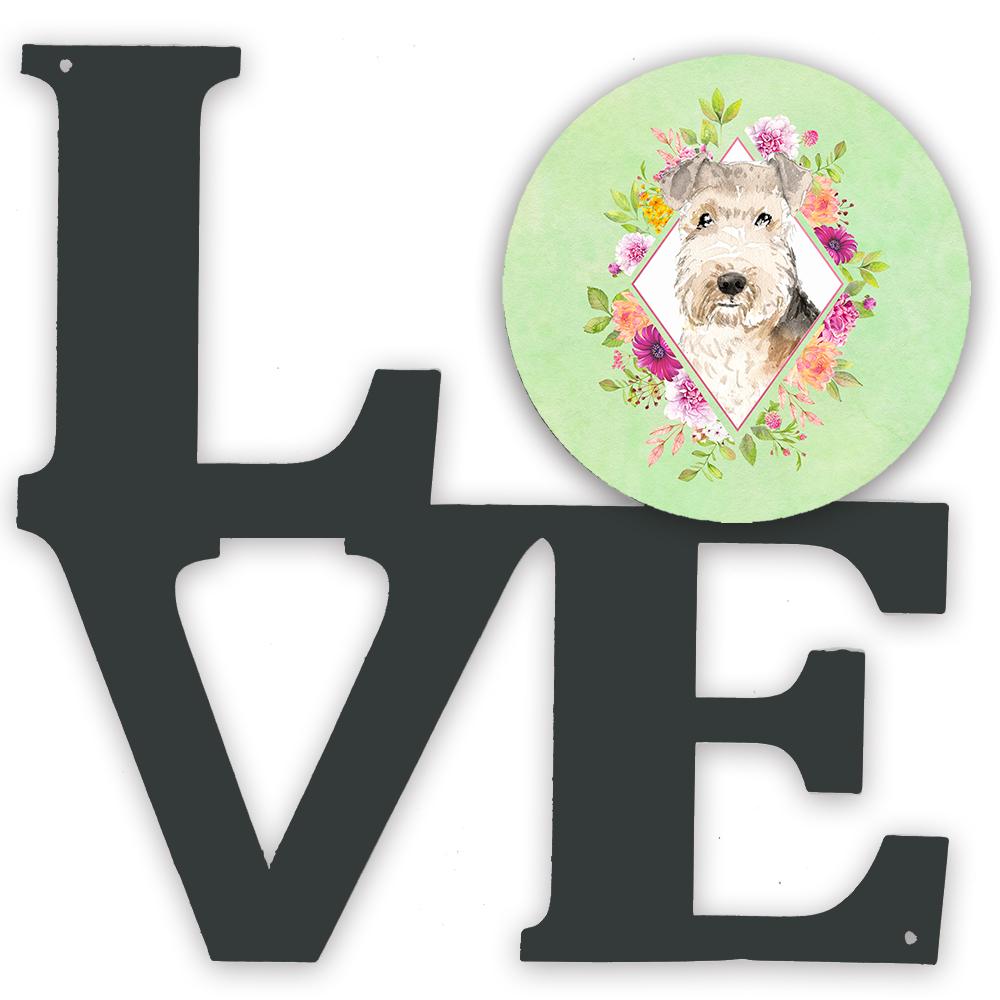 Lakeland Terrier Green Flowers Metal Wall Artwork LOVE CK4386WALV by Caroline&#39;s Treasures