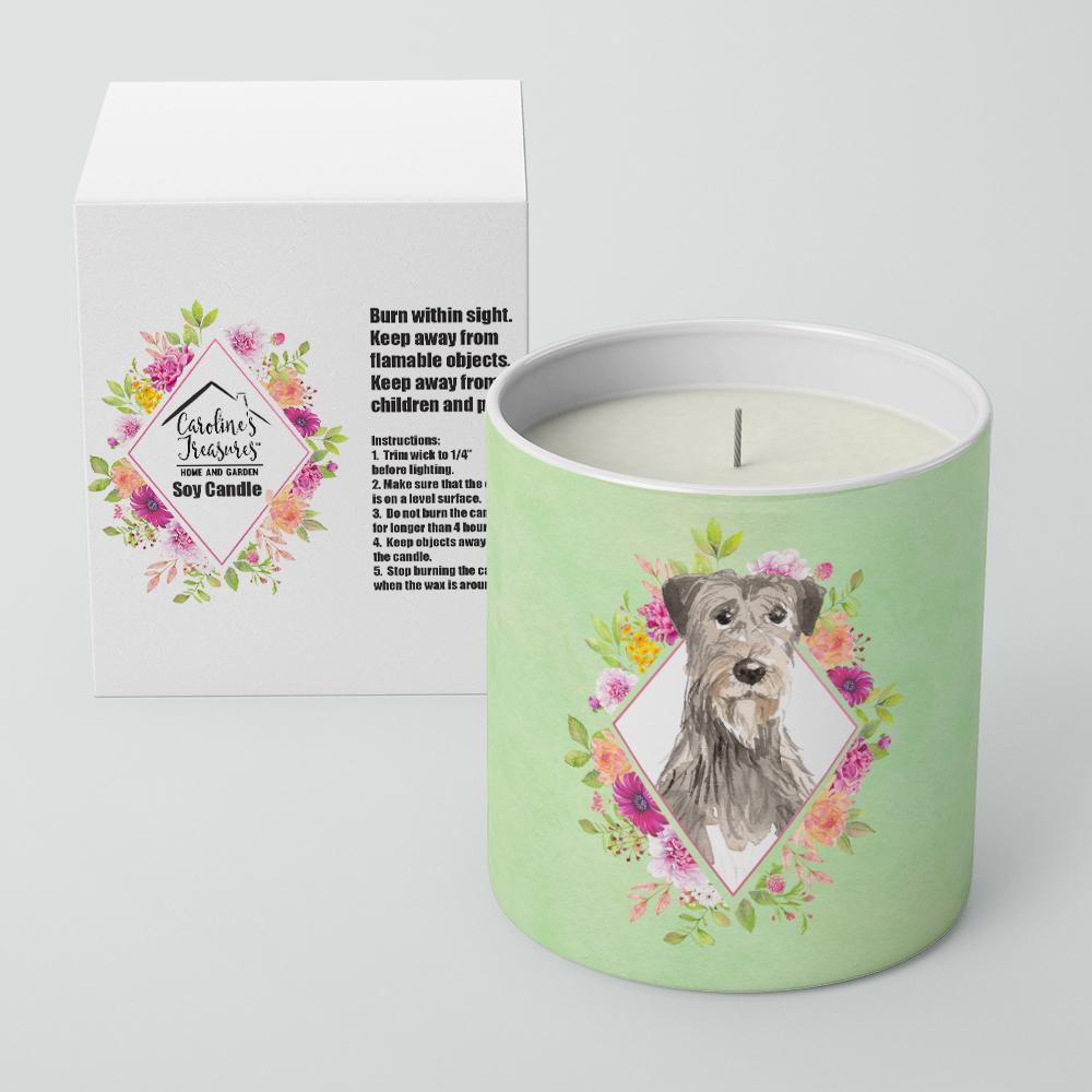 Irish Wolfhound Green Flowers 10 oz Decorative Soy Candle CK4391CDL by Caroline&#39;s Treasures