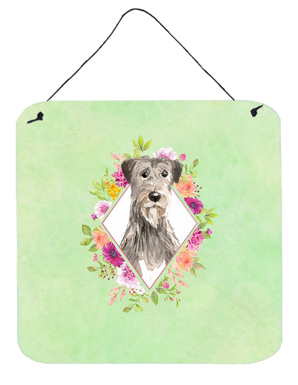 Irish Wolfhound Green Flowers Wall or Door Hanging Prints CK4391DS66 by Caroline&#39;s Treasures