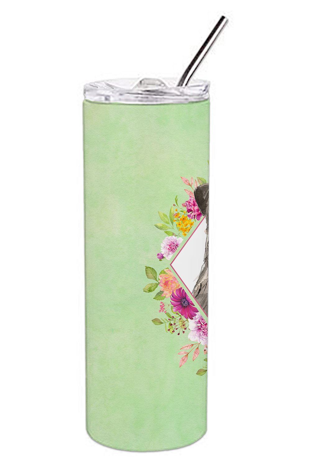 Irish Wolfhound Green Flowers Double Walled Stainless Steel 20 oz Skinny Tumbler CK4391TBL20 by Caroline's Treasures