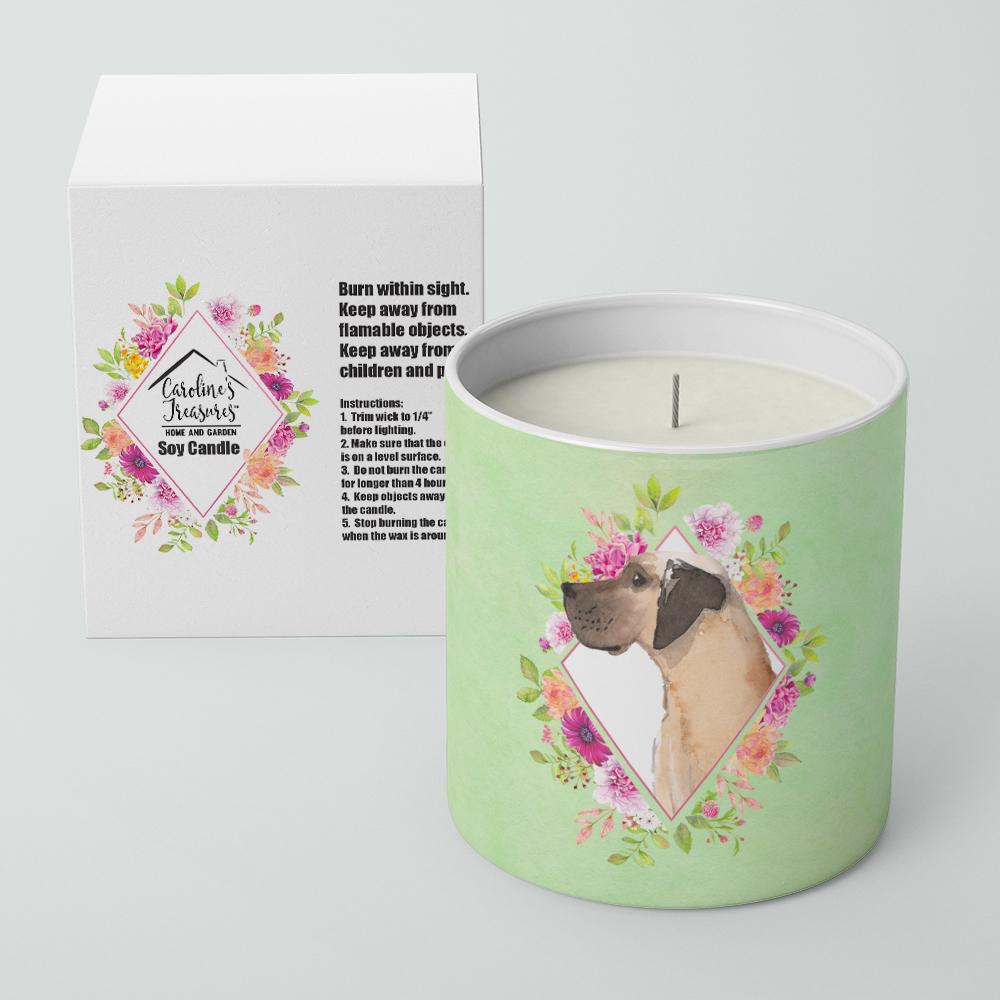 Caroline's Treasures Fawn Great Dane Green Flowers 10 oz Decorative Soy Candle CK4394CDL