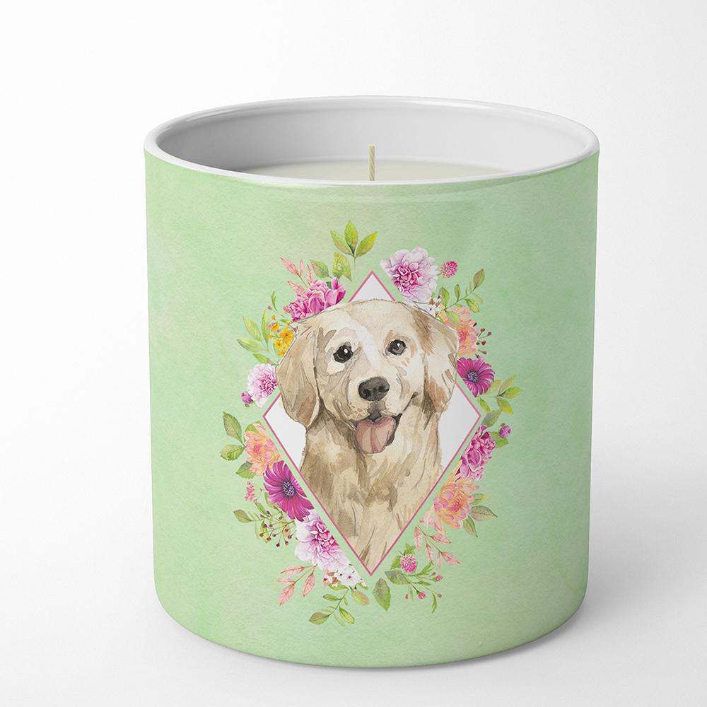 Golden Retriever Green Flowers 10 oz Decorative Soy Candle CK4395CDL by Caroline's Treasures