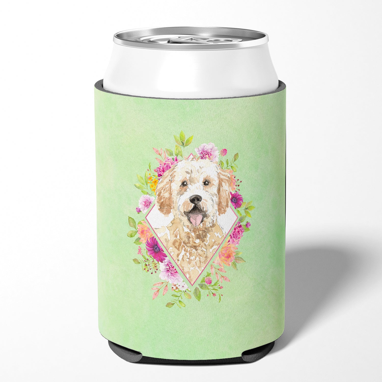 Goldendoodle Green Flowers Can or Bottle Hugger CK4396CC  the-store.com.