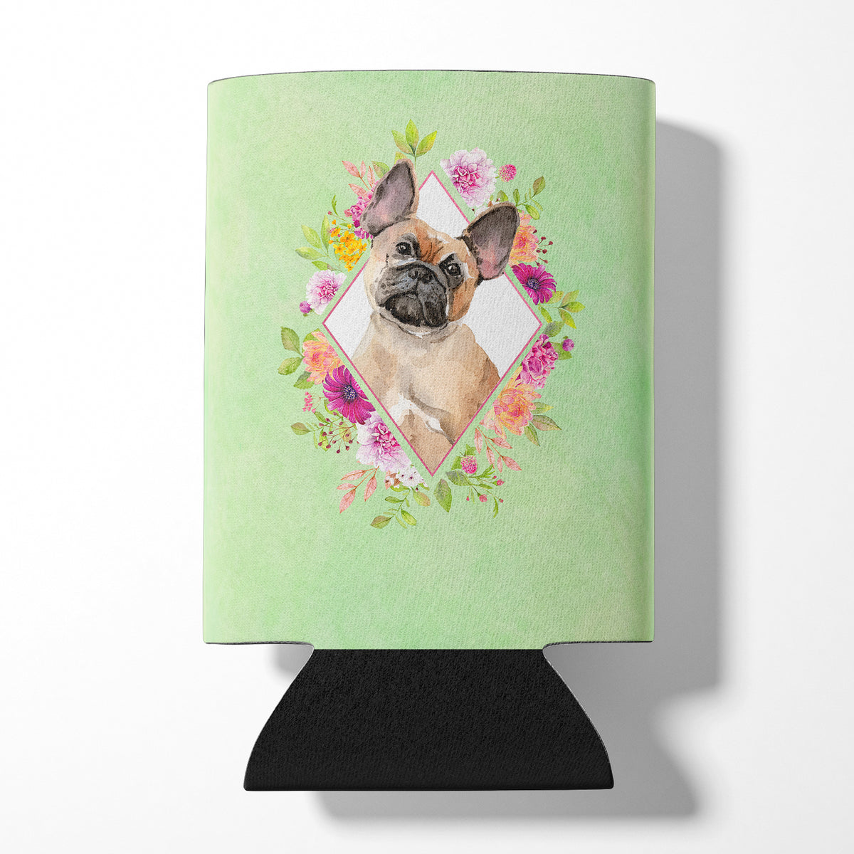 Fawn French Bulldog Green Flowers Can or Bottle Hugger CK4398CC