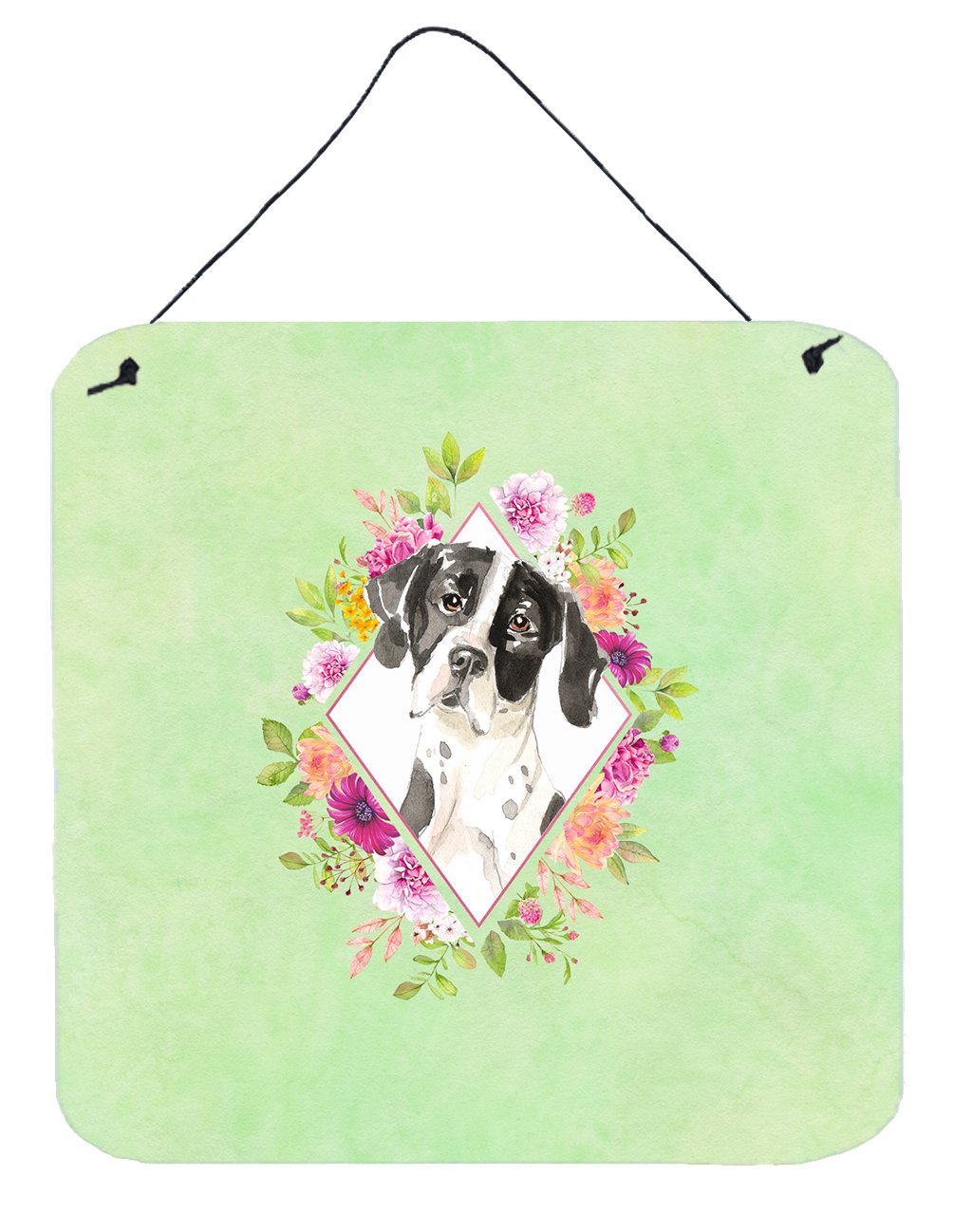 English Pointer Green Flowers Wall or Door Hanging Prints CK4399DS66 by Caroline&#39;s Treasures