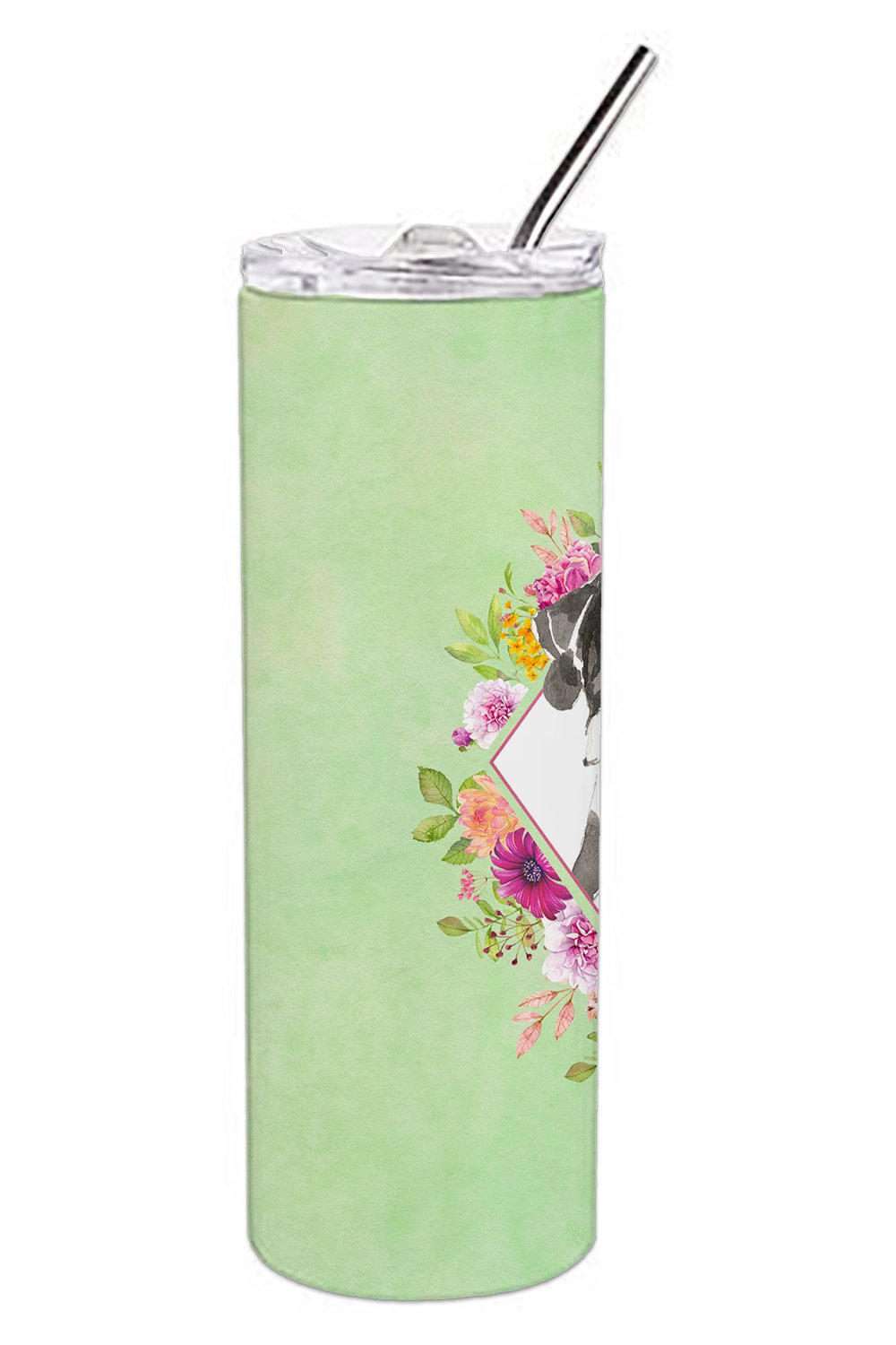 English Pointer Green Flowers Double Walled Stainless Steel 20 oz Skinny Tumbler CK4399TBL20 by Caroline's Treasures