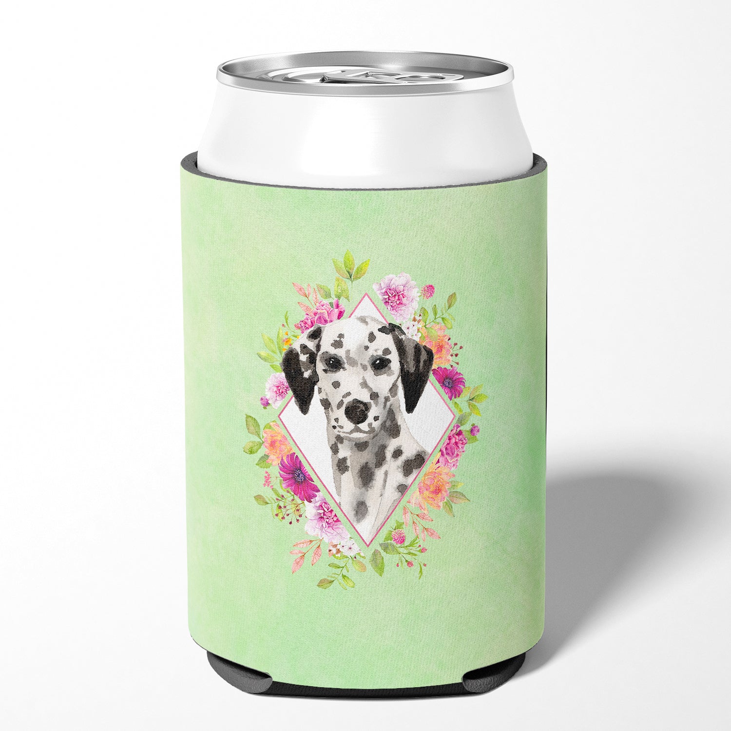 Dalmatian Green Flowers Can or Bottle Hugger CK4402CC  the-store.com.
