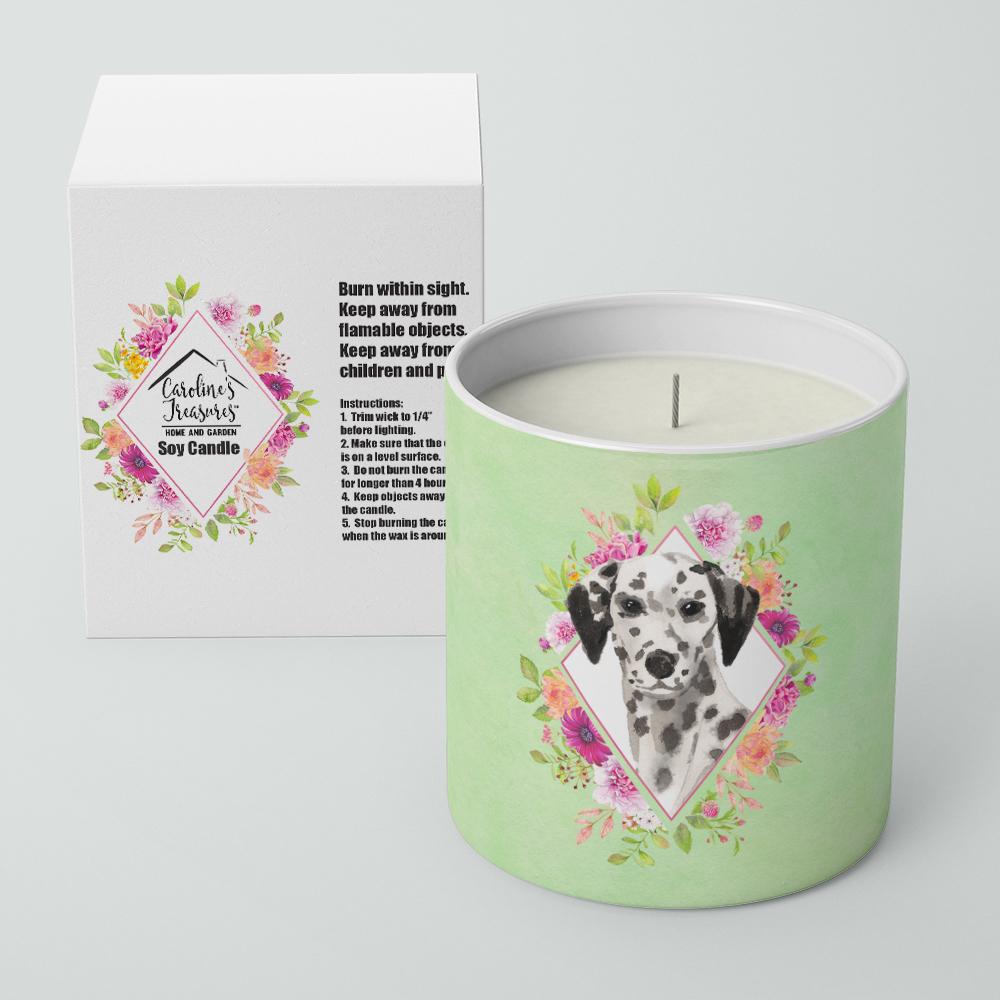 Dalmatian Green Flowers 10 oz Decorative Soy Candle CK4402CDL by Caroline&#39;s Treasures