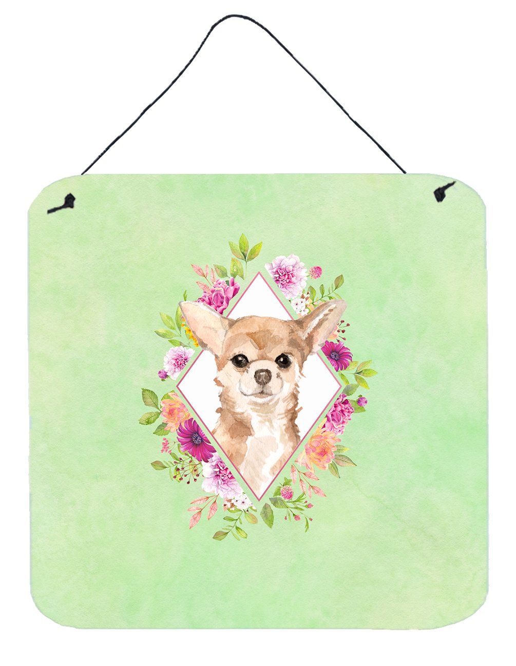 Chihuahua Green Flowers Wall or Door Hanging Prints CK4405DS66 by Caroline's Treasures