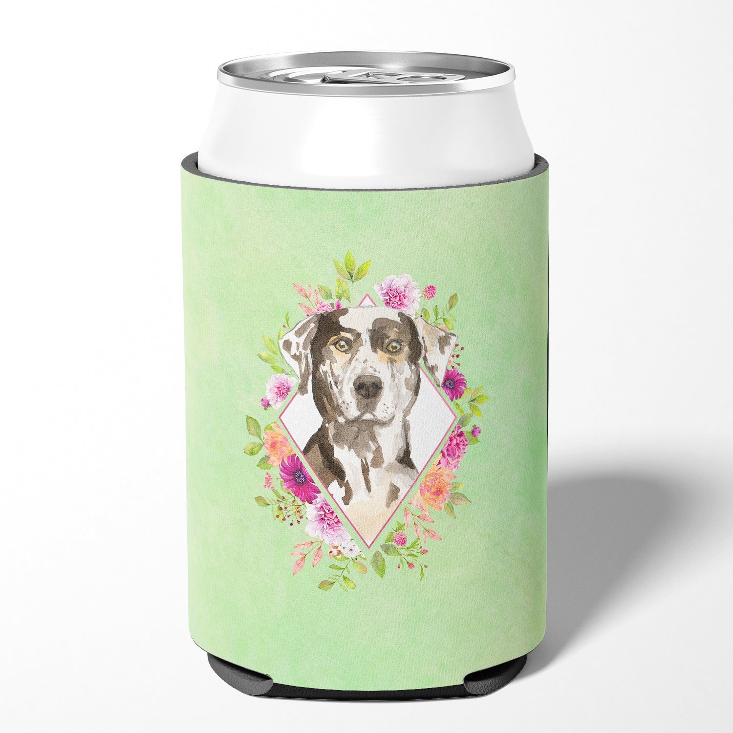 Catahoula Leopard Dog Green Flowers Can or Bottle Hugger CK4409CC  the-store.com.