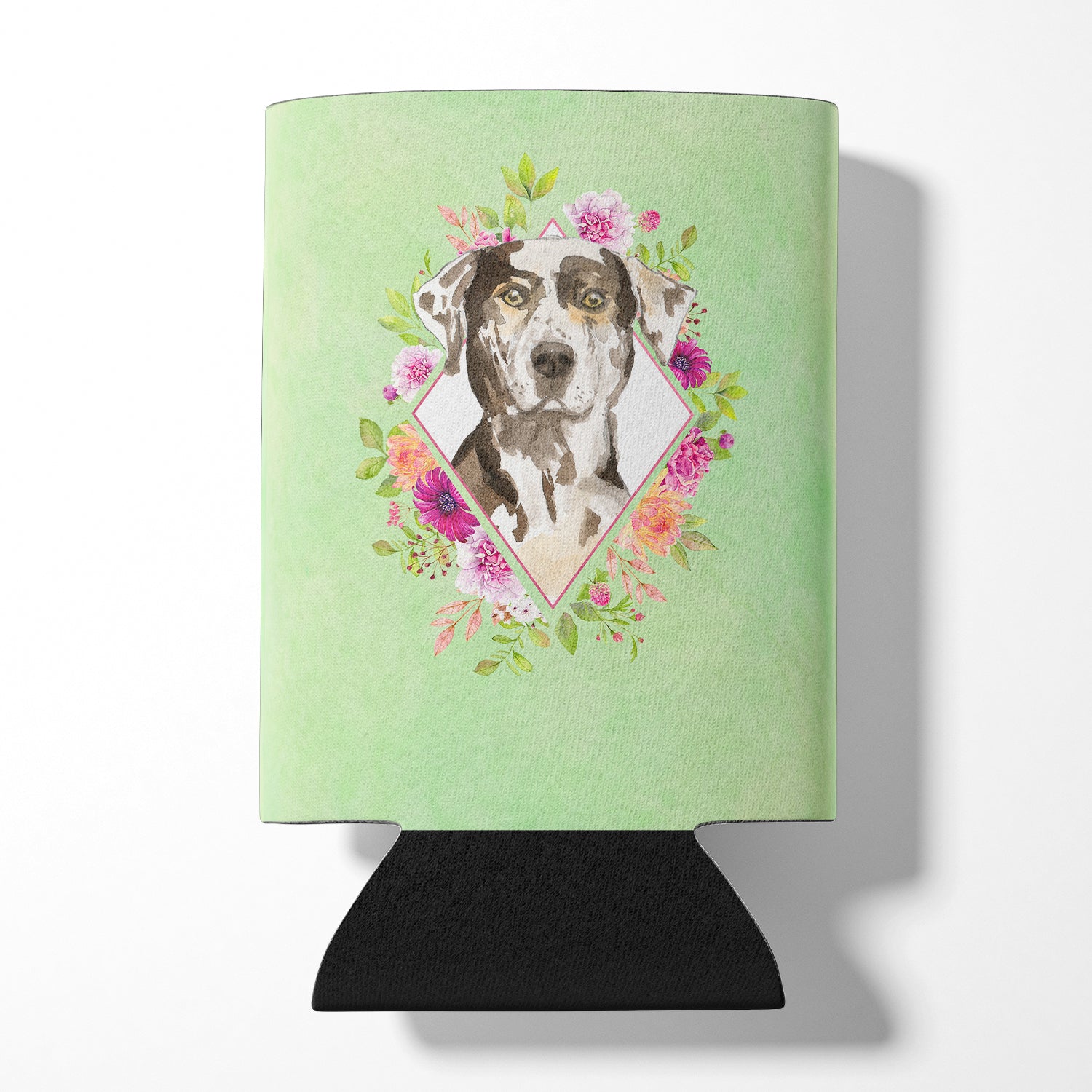 Catahoula Leopard Dog Green Flowers Can or Bottle Hugger CK4409CC  the-store.com.