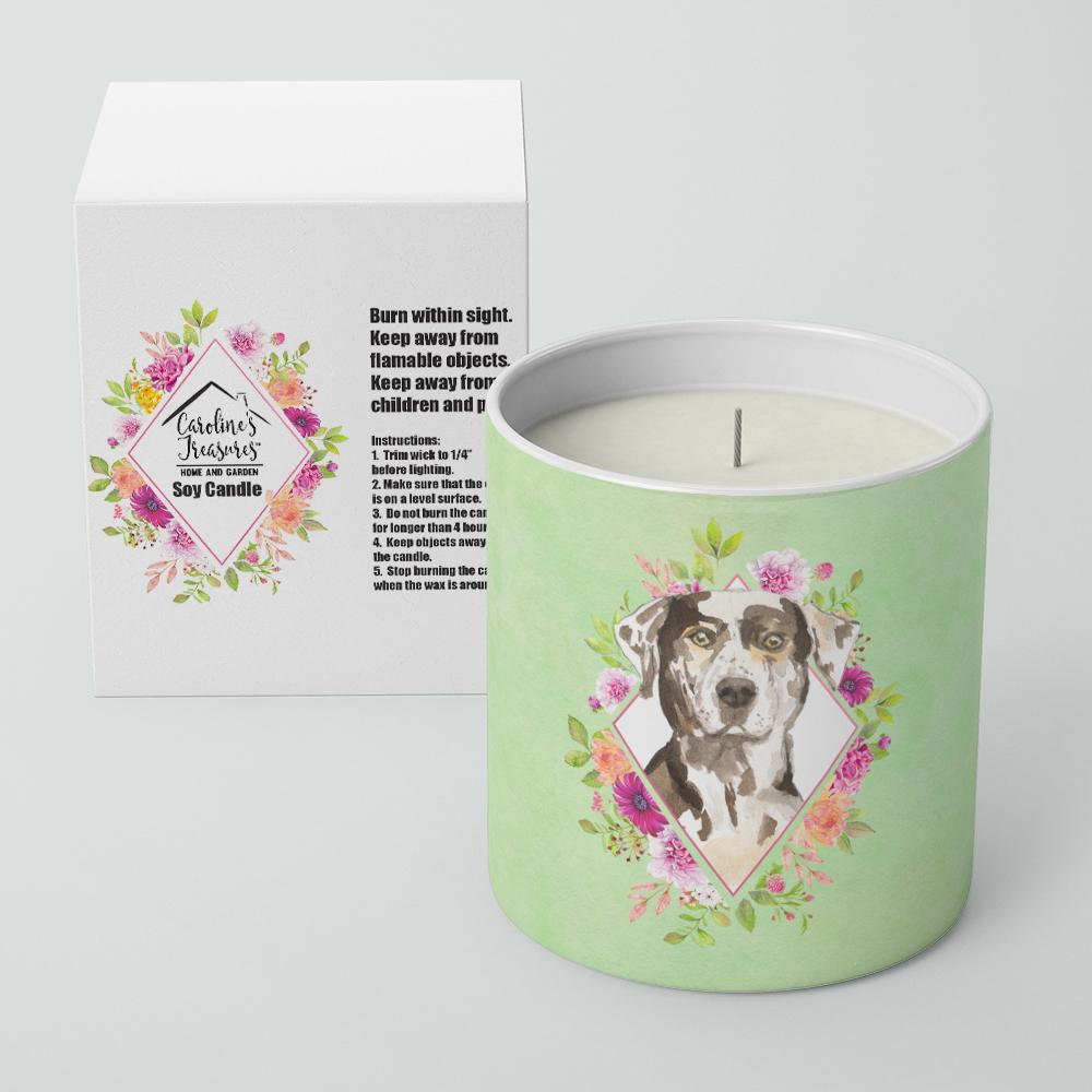 Catahoula Leopard Dog Green Flowers 10 oz Decorative Soy Candle CK4409CDL by Caroline&#39;s Treasures