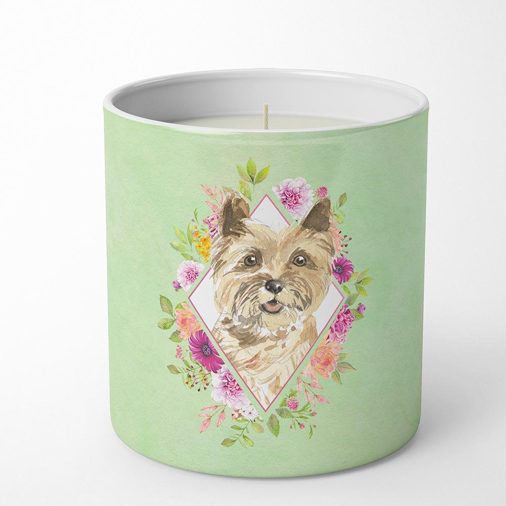 Cairn Terrier Green Flowers 10 oz Decorative Soy Candle CK4410CDL by Caroline's Treasures