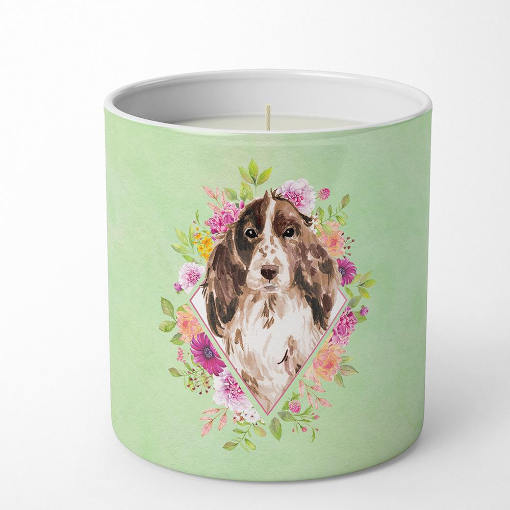 Brown Parti Cocker Spaniel Green Flowers 10 oz Decorative Soy Candle CK4412CDL by Caroline's Treasures