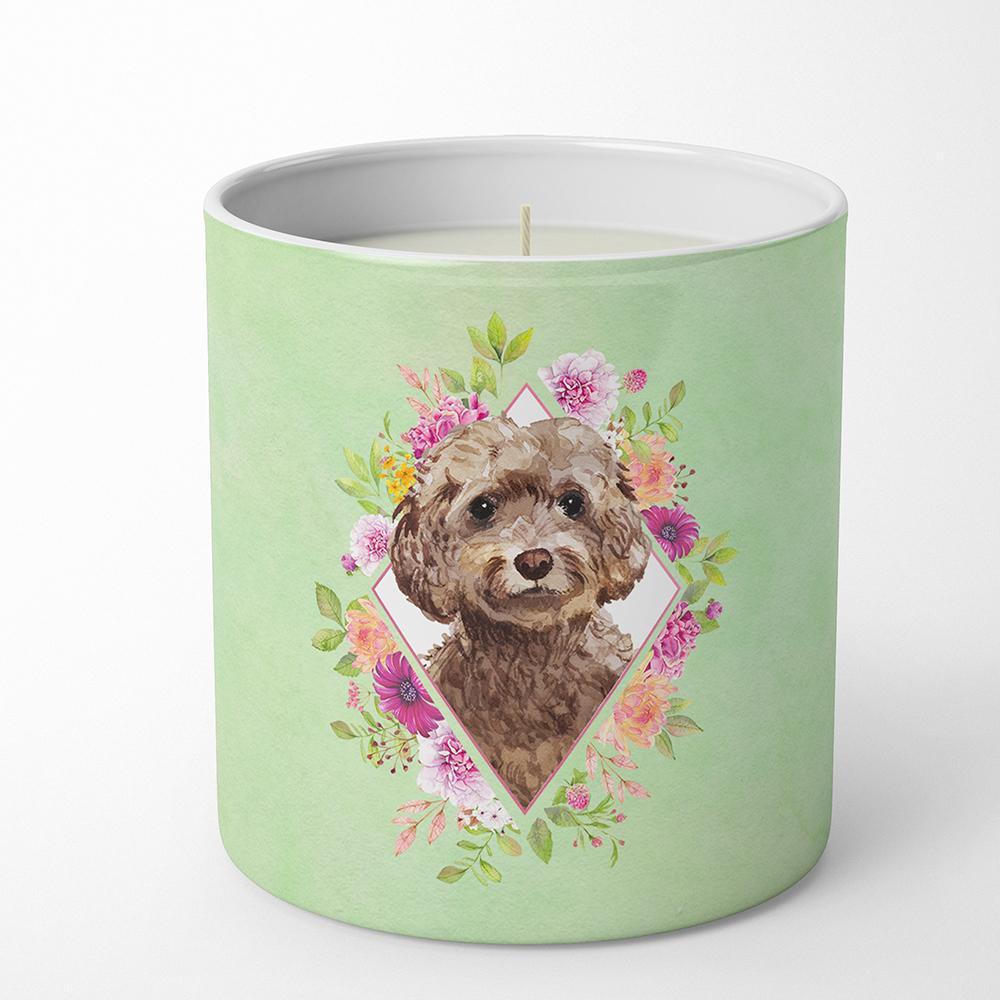 Chocolate Cockapoo Green Flowers 10 oz Decorative Soy Candle CK4413CDL by Caroline's Treasures