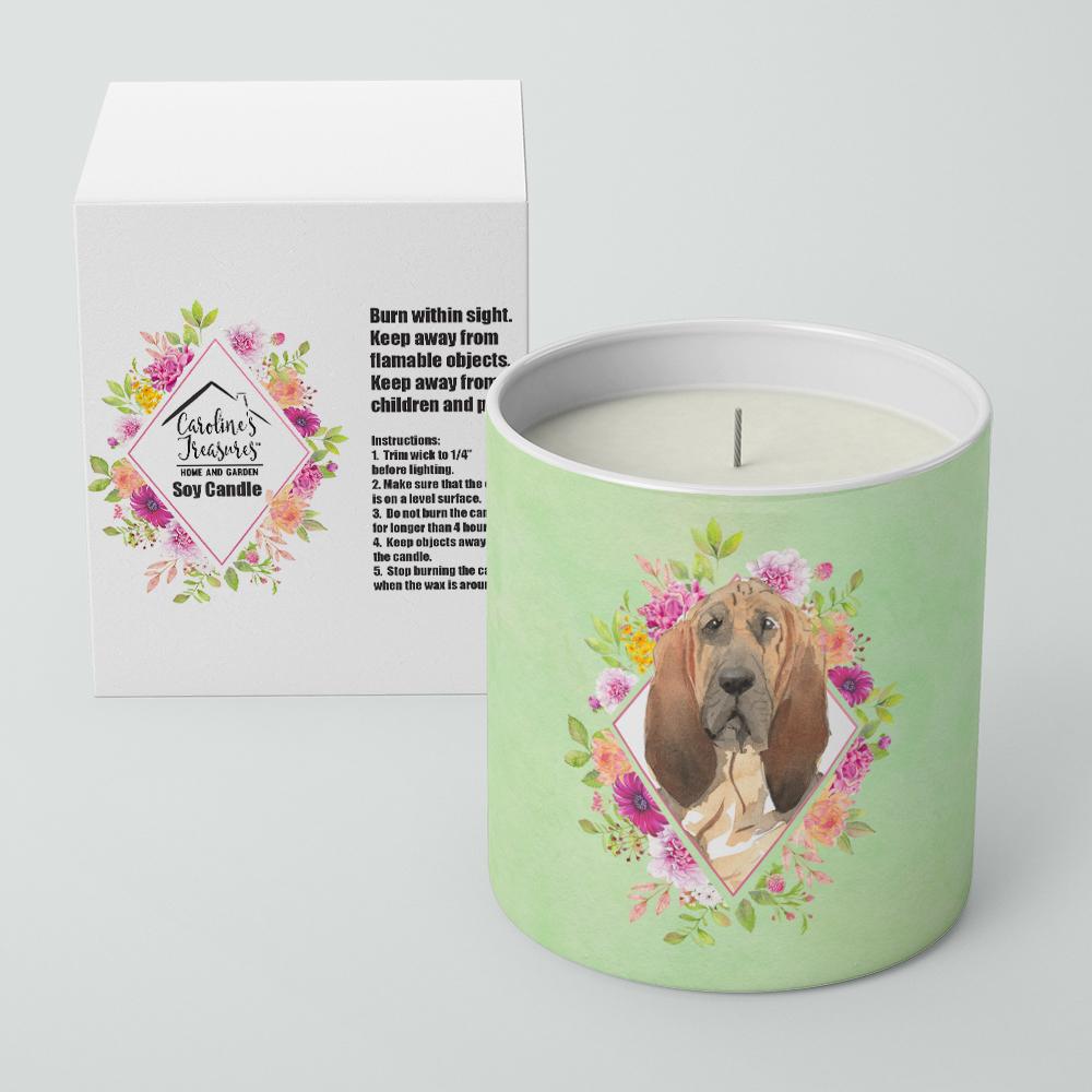 Bloodhound Green Flowers 10 oz Decorative Soy Candle CK4419CDL by Caroline&#39;s Treasures