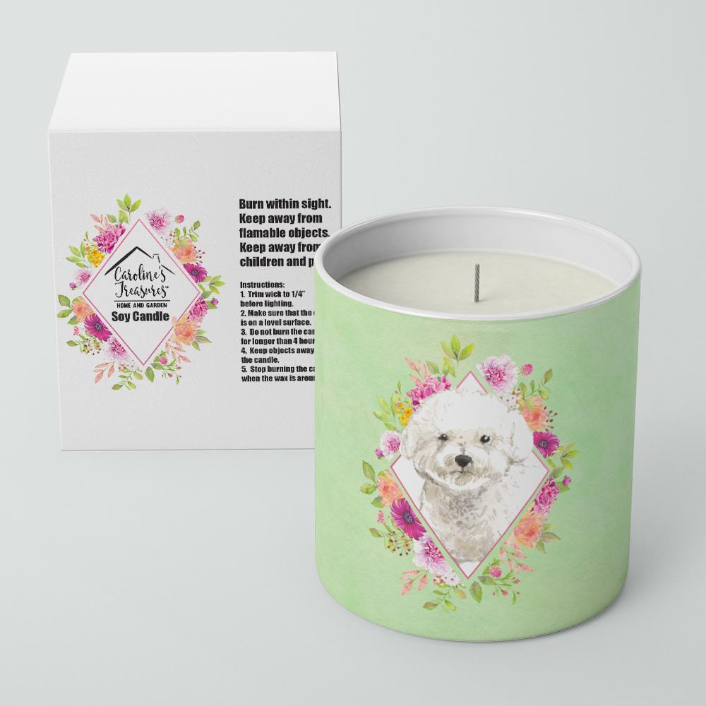 Bichon Frise Green Flowers 10 oz Decorative Soy Candle CK4423CDL by Caroline&#39;s Treasures