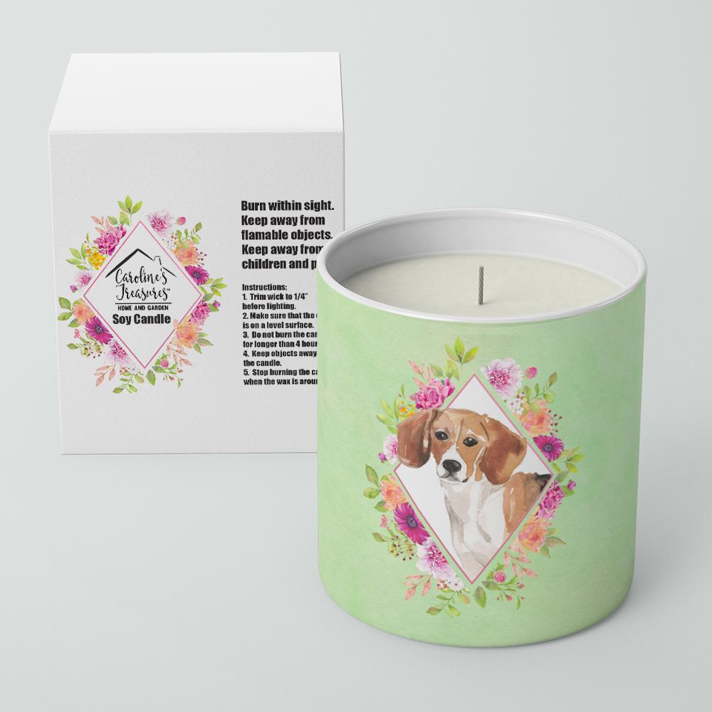 Beagle Green Flowers 10 oz Decorative Soy Candle CK4425CDL by Caroline's Treasures