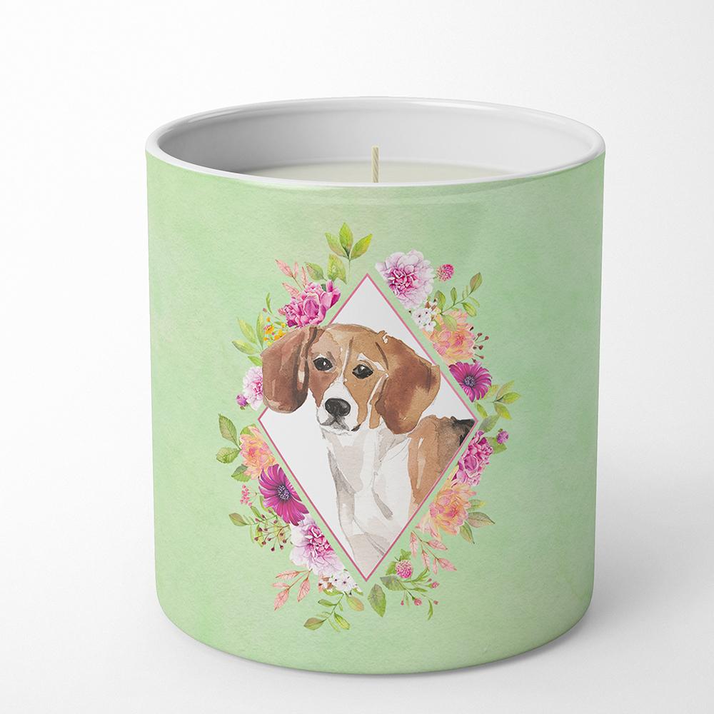Beagle Green Flowers 10 oz Decorative Soy Candle CK4425CDL by Caroline's Treasures